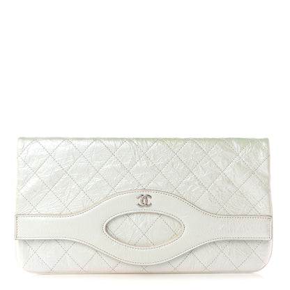 Chanel Iridescent Aged Calfskin Quilted Large 31 Pouch White 1 of 11