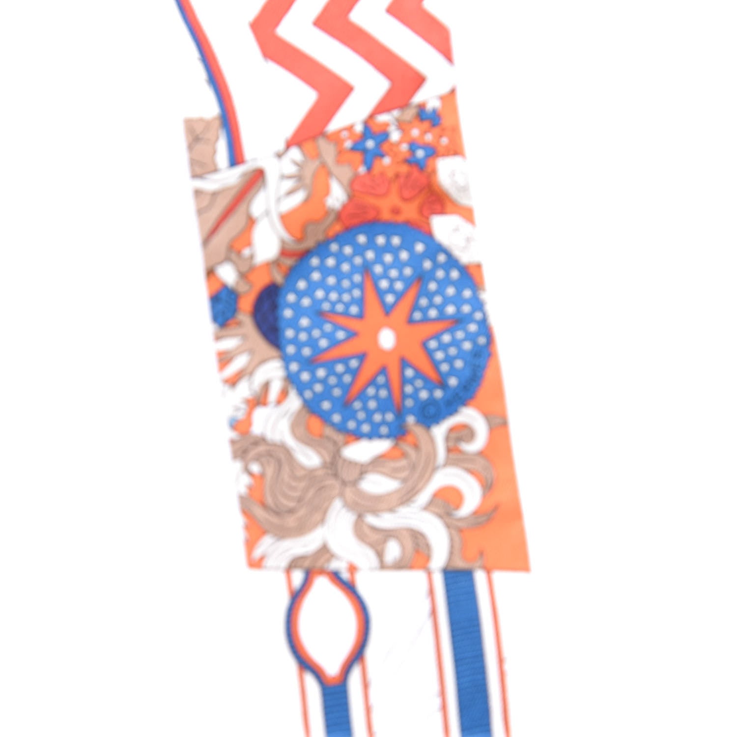Hermes Silk De l'Ombrelle Aux Duels Twilly Bleu Potiron Creme 4 of 5