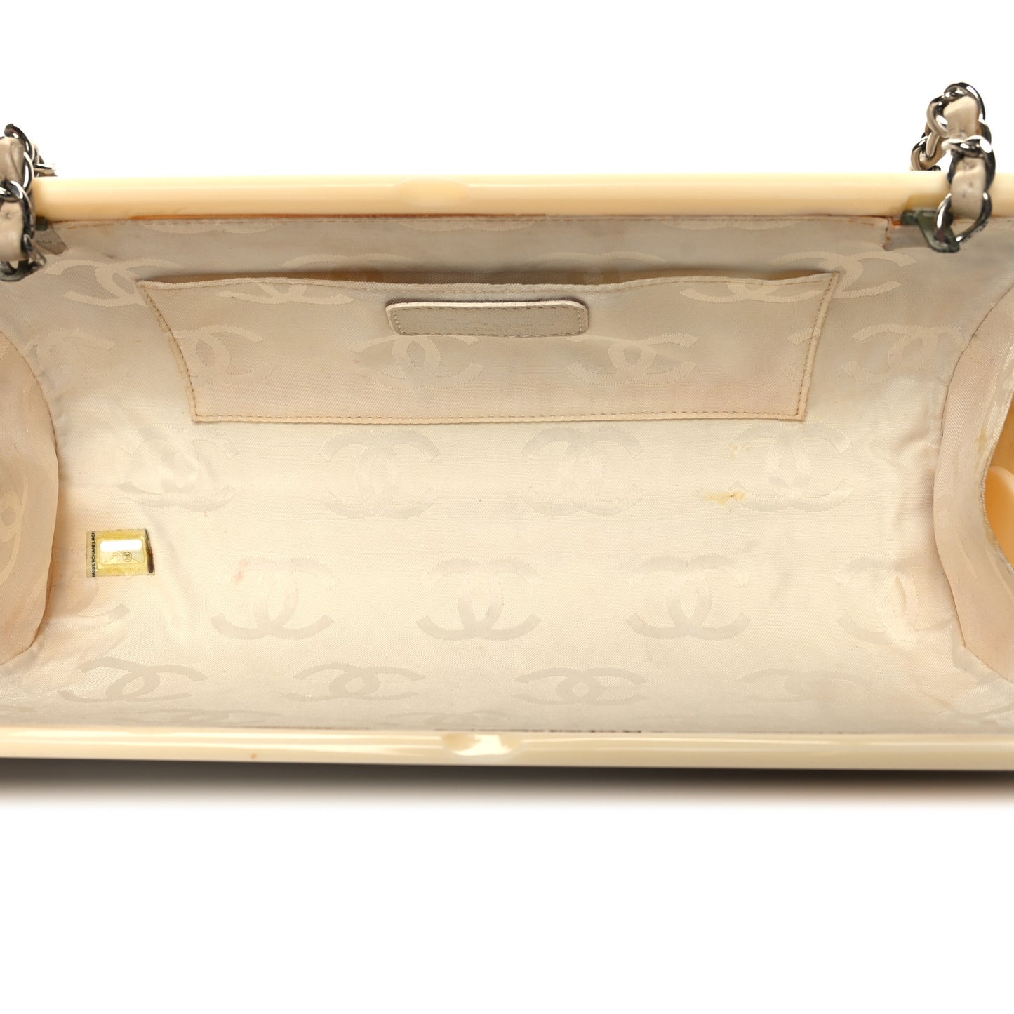 Lambskin Plexiglass Chocolate Bar Clutch Beige