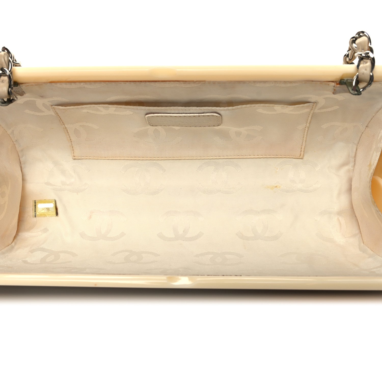 Chanel Lambskin Plexiglass Chocolate Bar Clutch Beige 5 of 12
