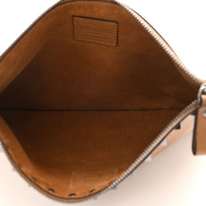 Valentino Garavani Pebbled Calfskin Large Rockstud Zip Pouch Camel 5 of 6