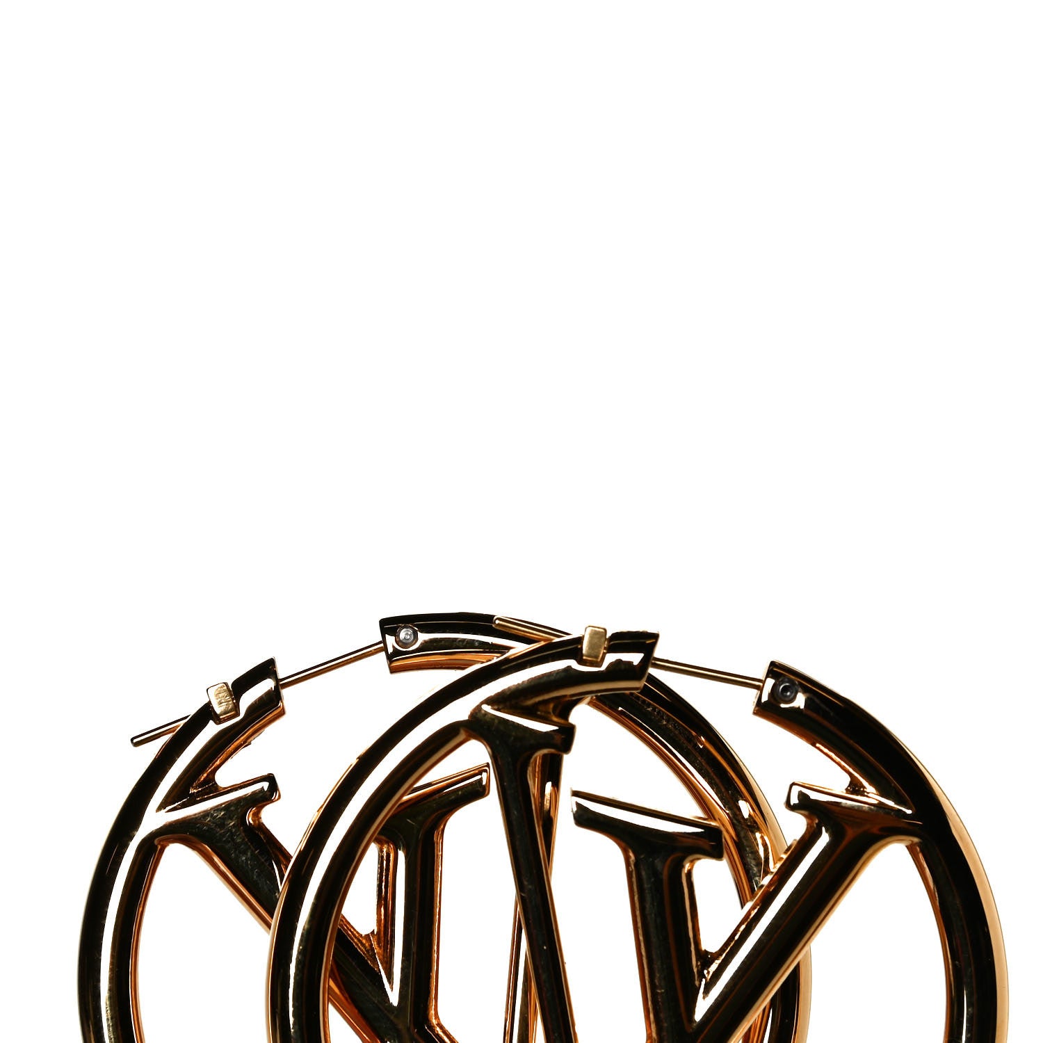 Louis Vuitton Metal Louise Hoop Earrings Gold 3 of 4