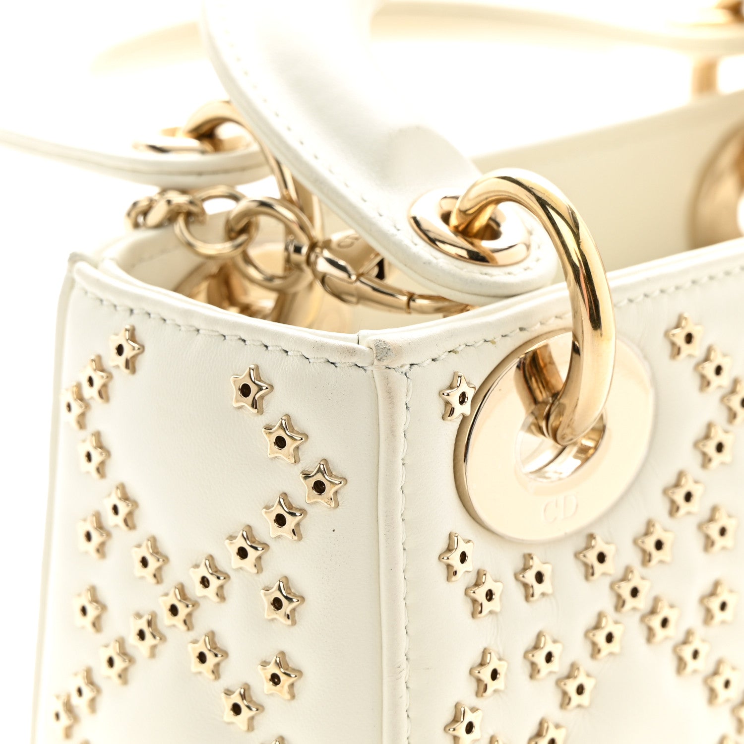 Christian Dior Lambskin Cannage Lucky Star Studded Mini Lady Dior White 13 of 17