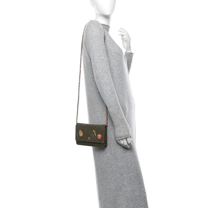 Chanel Canvas Quilted Coco Cuba Charms Wallet on Chain WOC Khaki 2 of 11