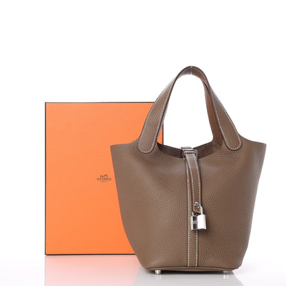 Hermes Taurillon Clemence Picotin Lock 18 PM Etoupe 8 of 8