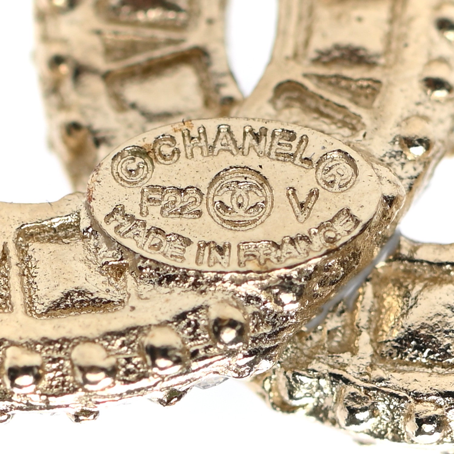 Chanel Crystal Timeless CC Earrings Light Gold 4 of 5