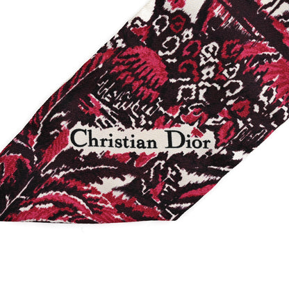 Christian Dior Silk Palm Tree Mitzah Scarf Fantasie Fond Rouge 2 of 4