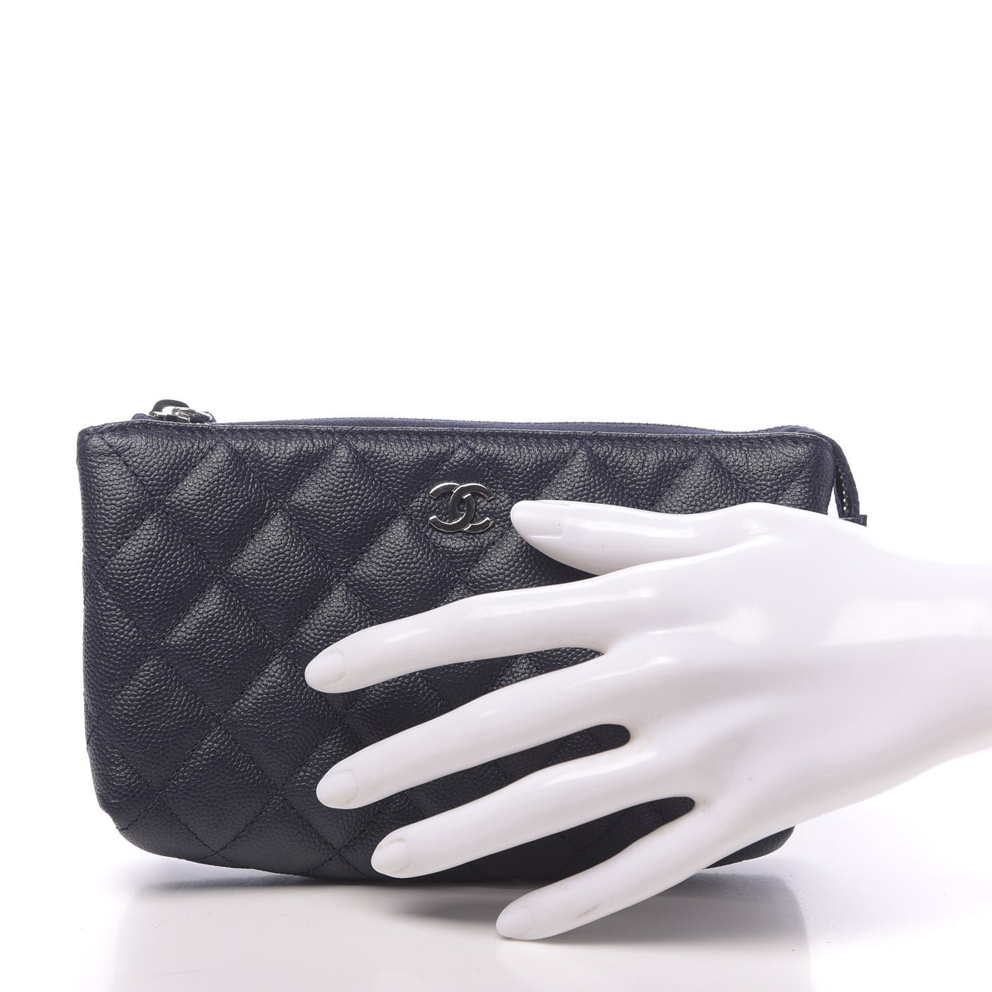 Caviar Quilted Small Pouch Navy