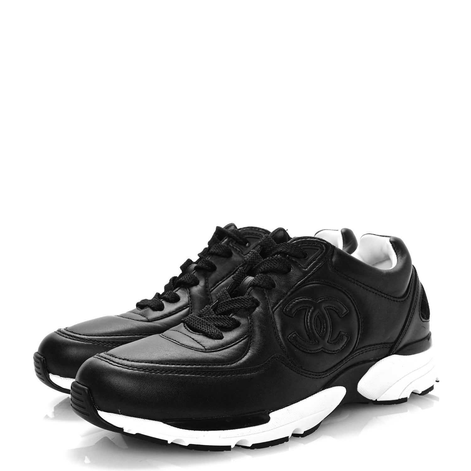 Chanel Calfskin CC Sneakers 37 Black 3 of 10