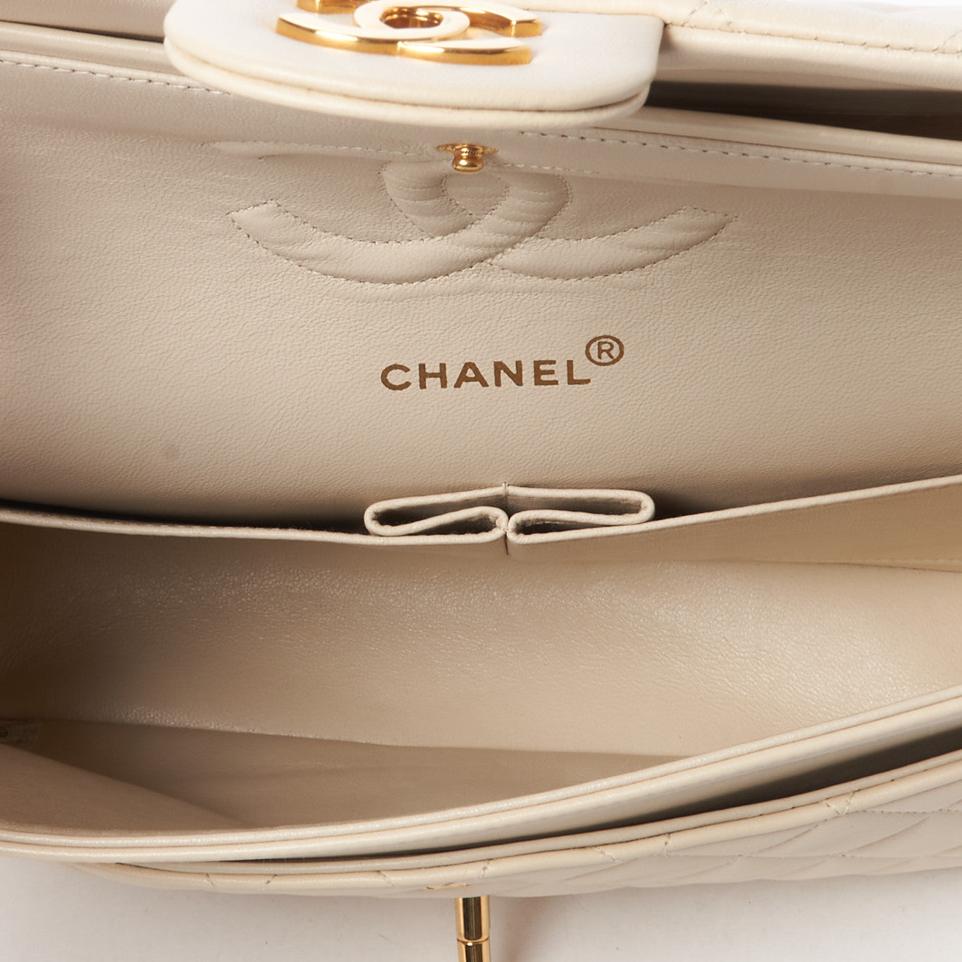 Chanel Lambskin Quilted Medium Double Flap Light Beige 4 of 11