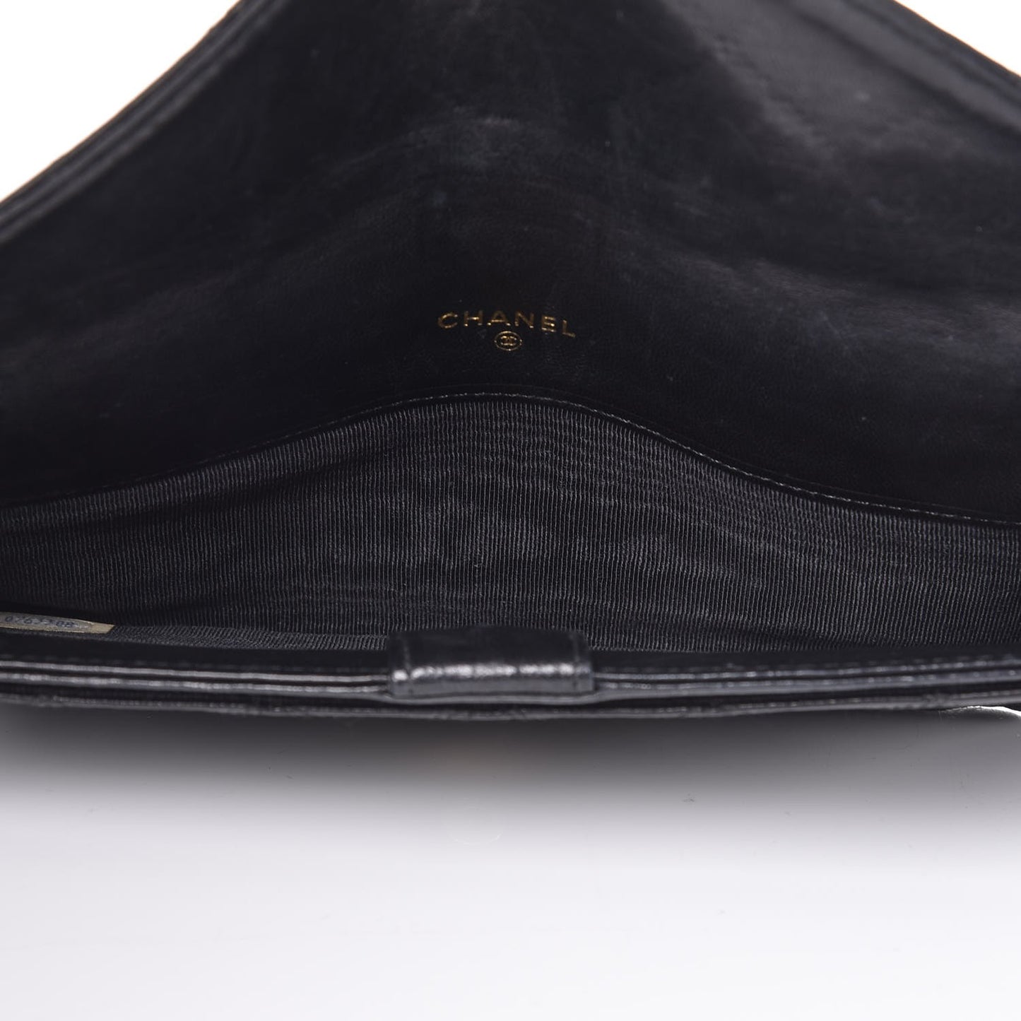 Lambskin Diamond Stitched Envelope Long Flap Wallet Black