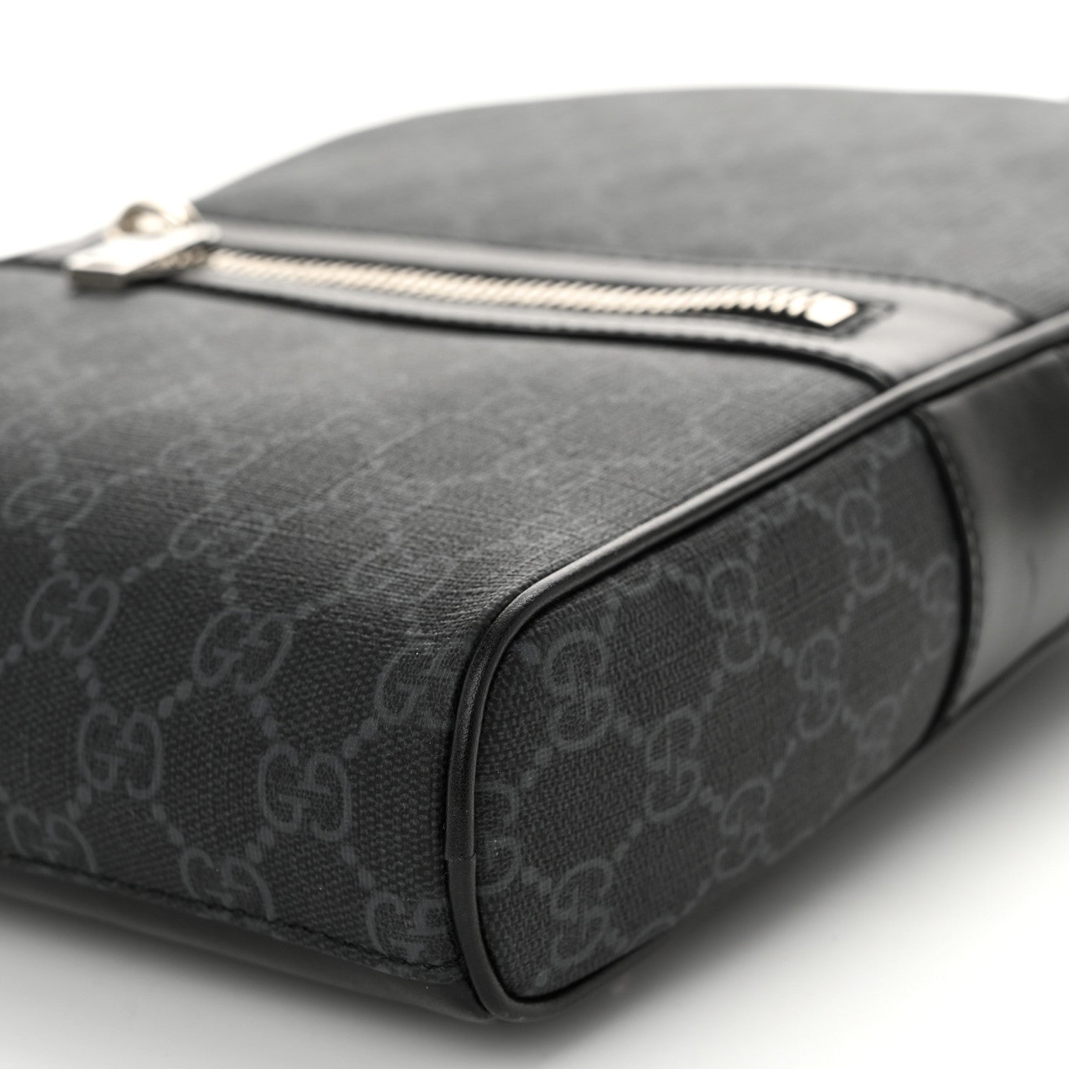 Gucci GG Supreme Monogram Calfskin Web Sling Backpack Black Grey 10 of 10