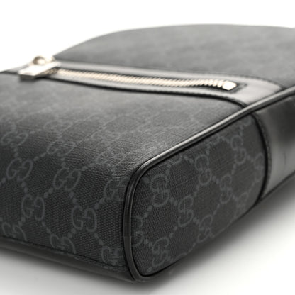 Gucci GG Supreme Monogram Calfskin Web Sling Backpack Black Grey 10 of 10