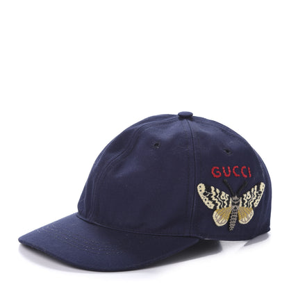Gucci Cotton Moth Embroidered Baseball Hat 57 Navy 1 of 8