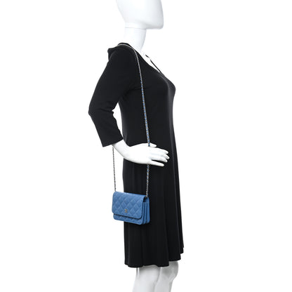 Chanel Caviar Quilted Mini Wallet On Chain WOC Blue 2 of 5