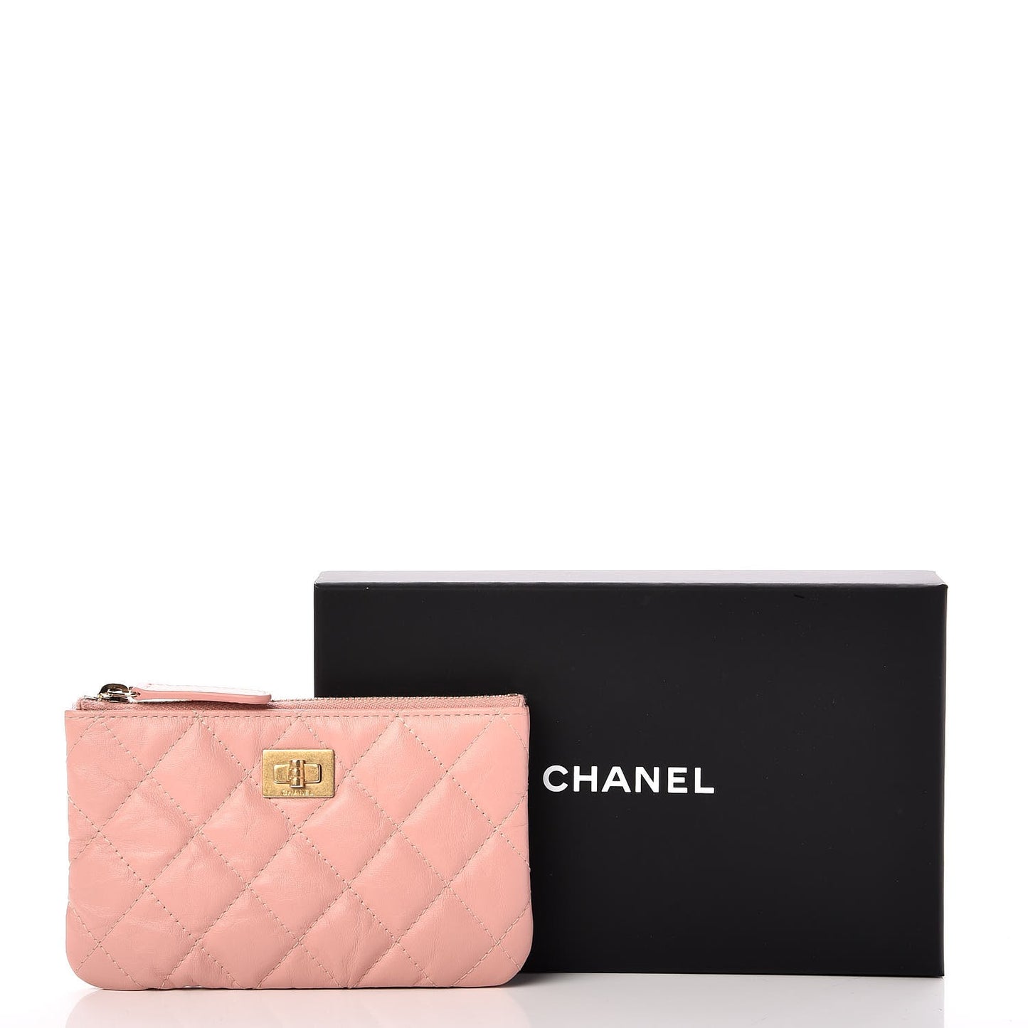 Aged Calfskin Quilted Small Reissue Cosmetic Case Pink