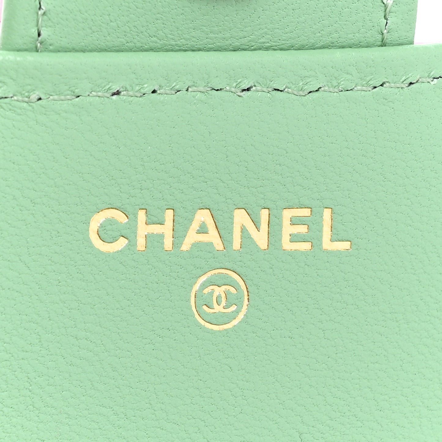 Lambskin Quilted Flap Phone Holder With Chain Lilac Light Green