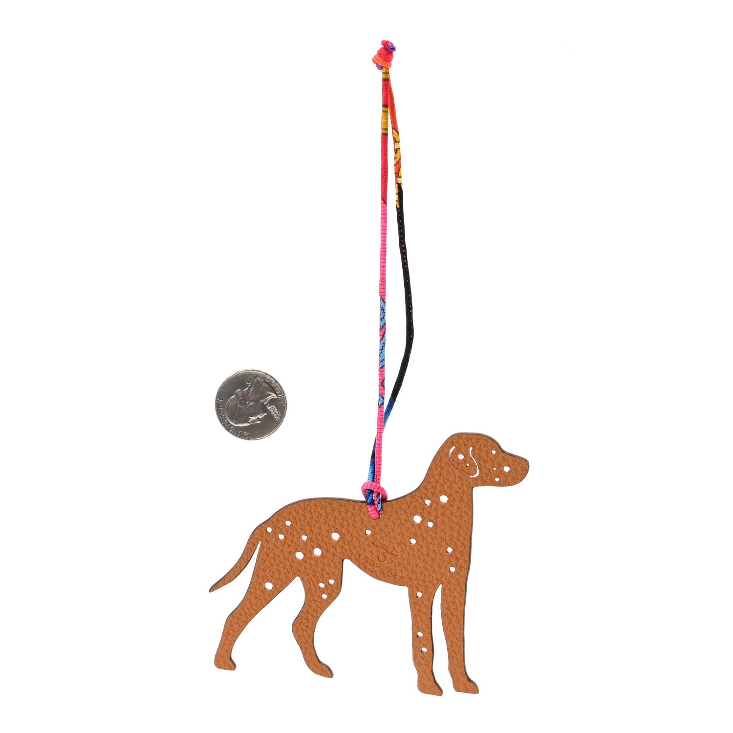 Hermes Epsom Togo Petit H Dalmatian Bag Charm Rouge Casaque Gold 2 of 4