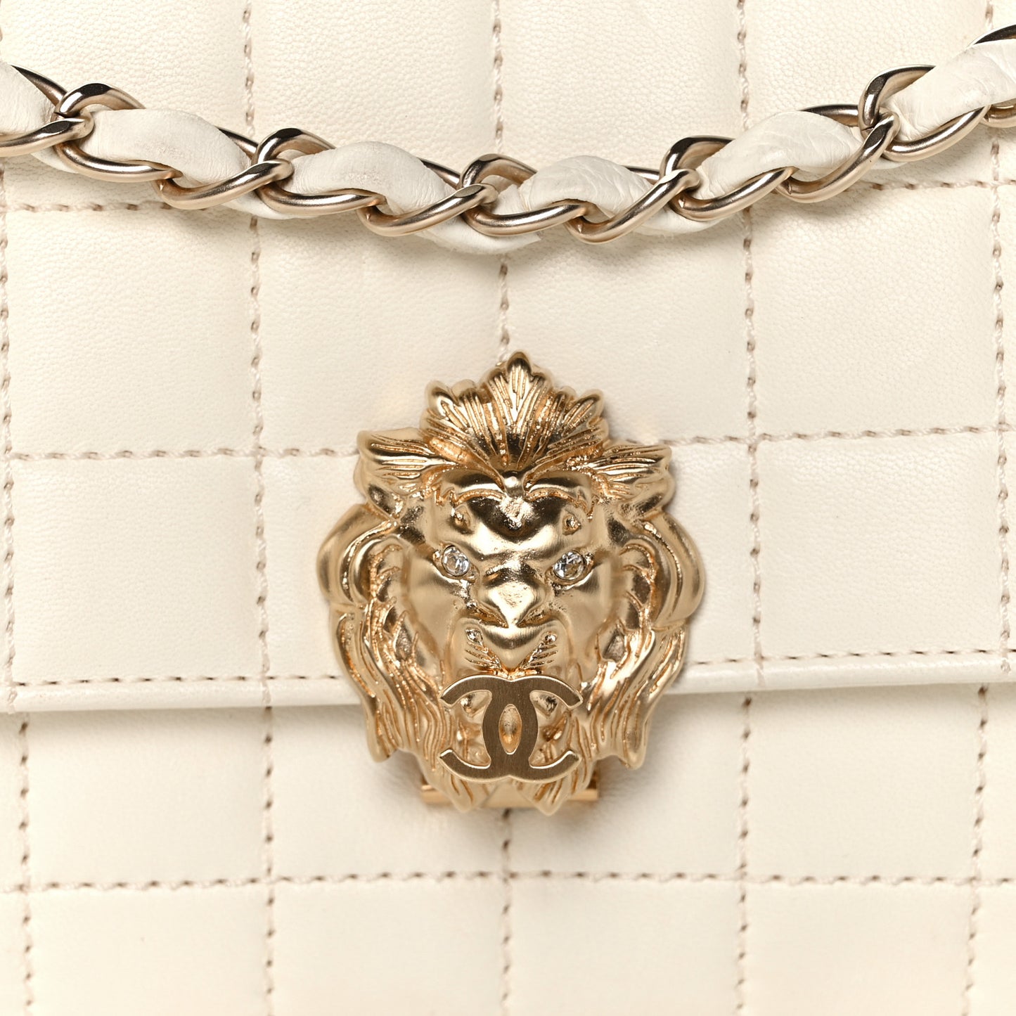Lambskin Chocolate Bar Leo Lion Flap White