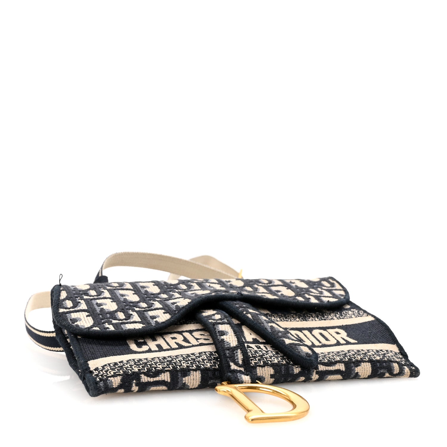 Christian Dior Oblique Slim Saddle Pouch Blue 4 of 11