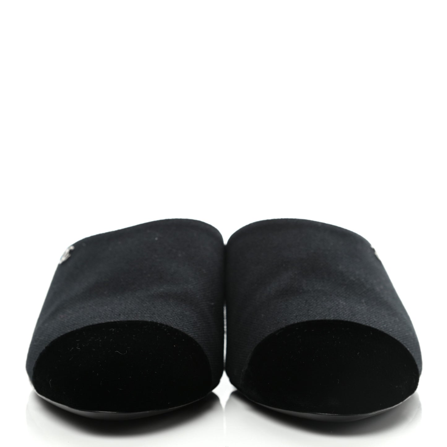 Fabric Velvet Cap Toe Mules 39.5 Black