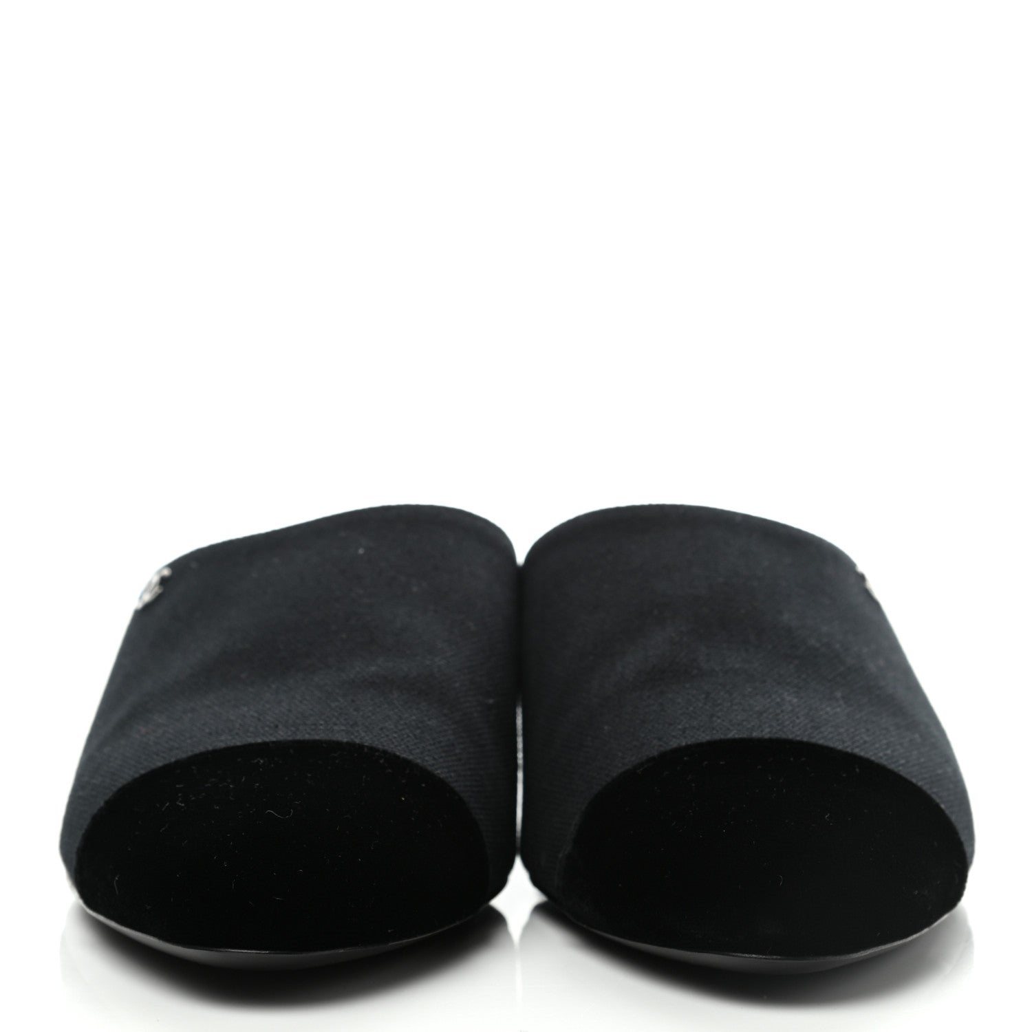 Chanel Fabric Velvet Cap Toe Mules 39.5 Black 2 of 8