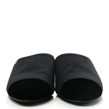 Chanel Fabric Velvet Cap Toe Mules 39.5 Black 2 of 8
