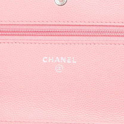 Chanel Caviar Chevron Wallet On Chain WOC Pink 6 of 8