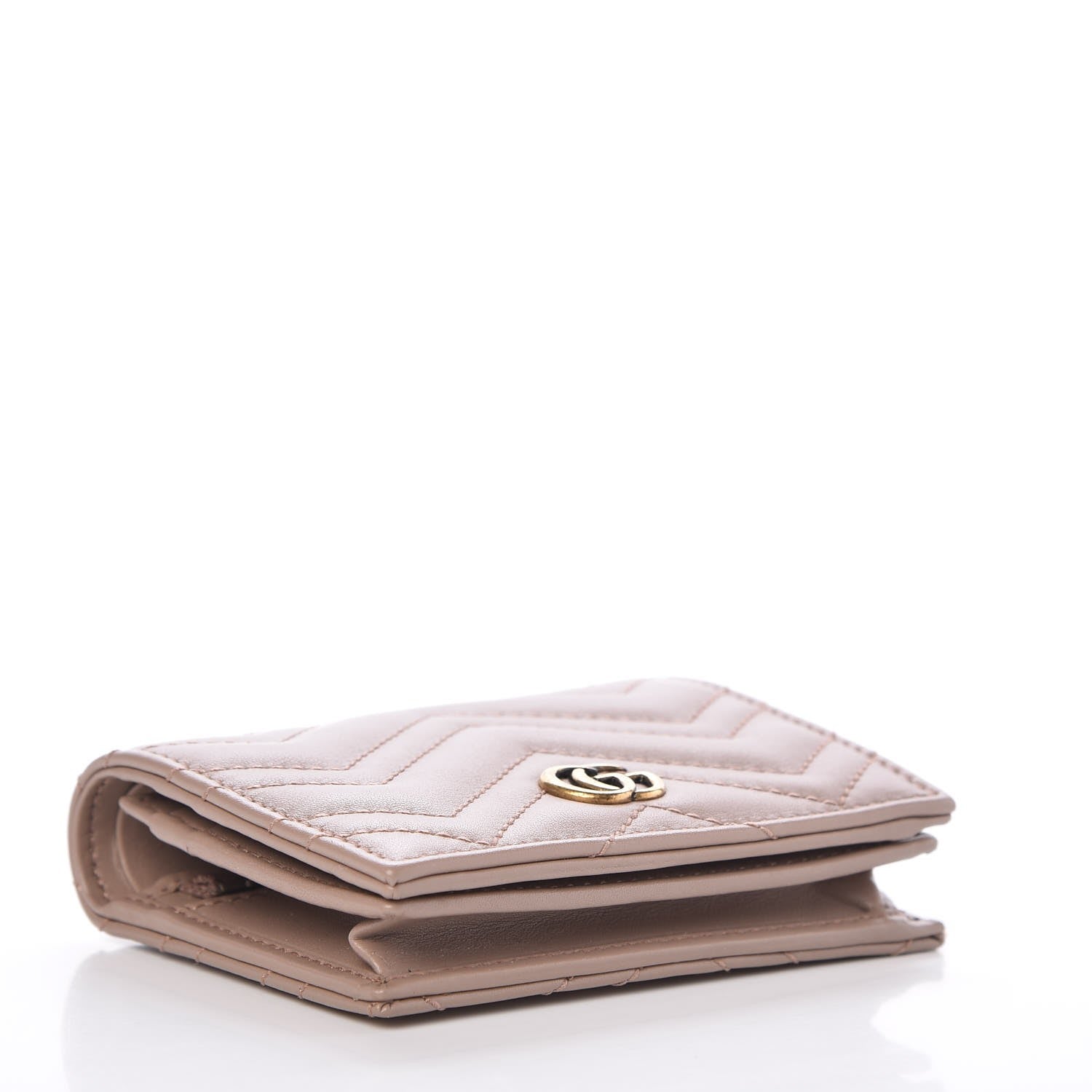 Gucci Calfskin Matelasse GG Marmont Card Case Wallet Porcelain Rose 4 of 8