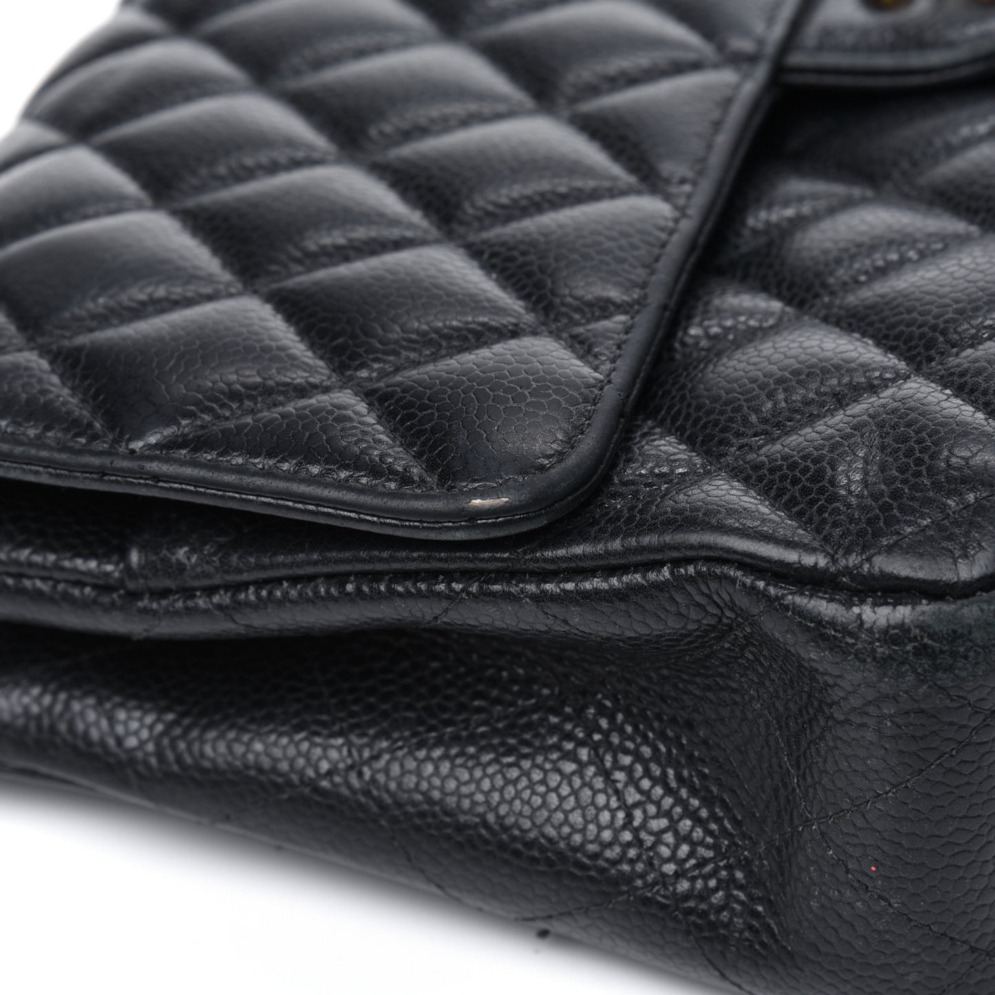 Caviar Quilted Medium Double Flap Black