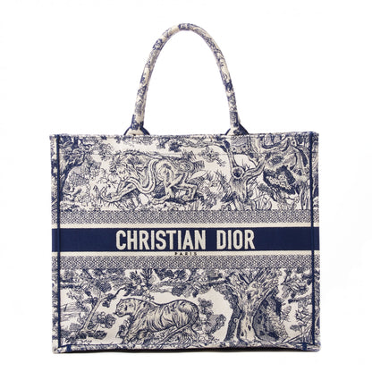 Christian Dior Canvas Embroidered Large Dioriviera Toile De Jouy Book Tote Blue 1 of 8