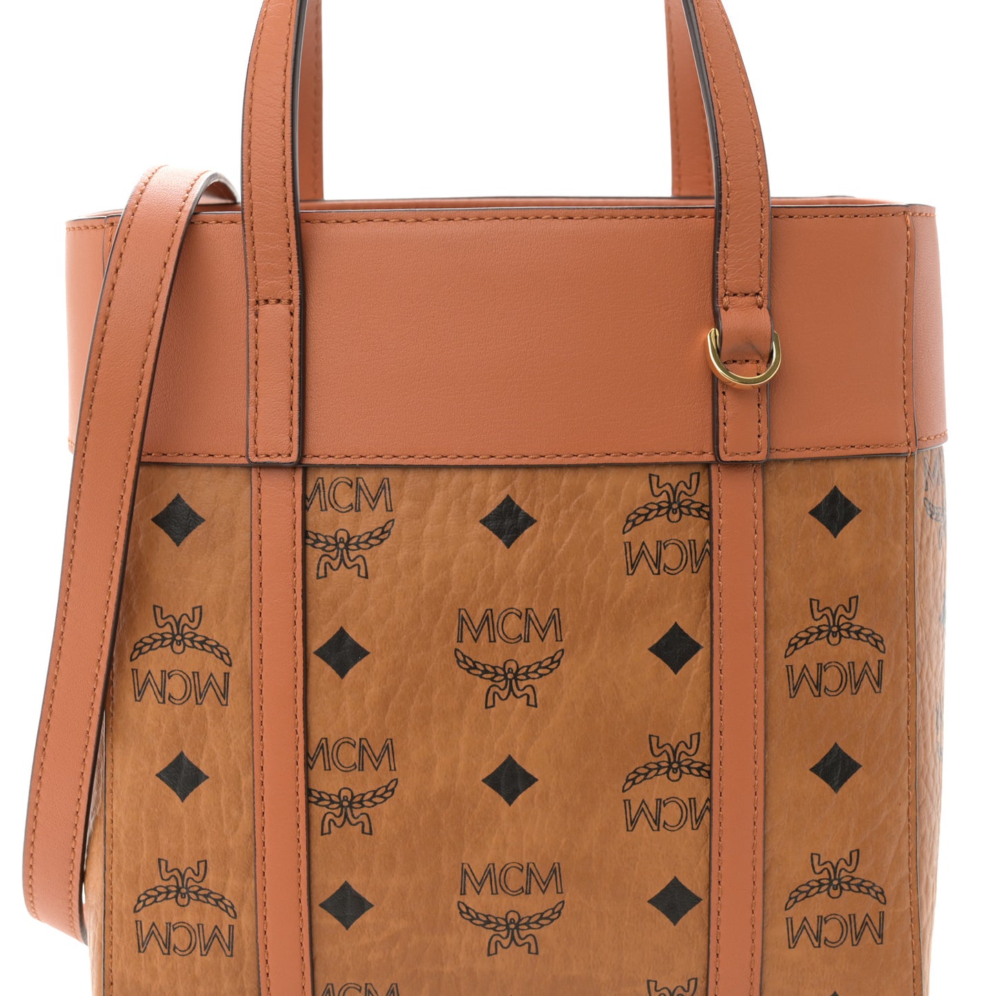 Visetos Nappa Mini Toni Top Zip Shopper Tote Cognac