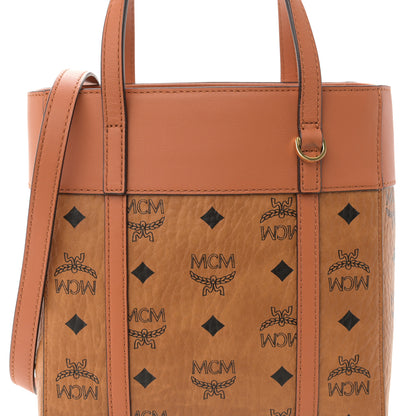 MCM Visetos Nappa Mini Toni Top Zip Shopper Tote Cognac 8 of 10