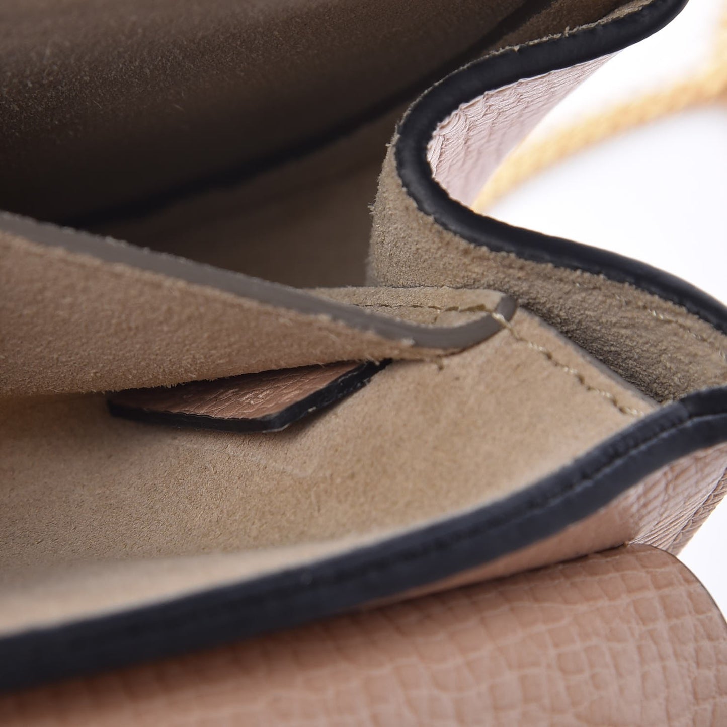 Textured Calfskin Lambskin Nano Drew Shoulder Bag Powder Beige Caramel