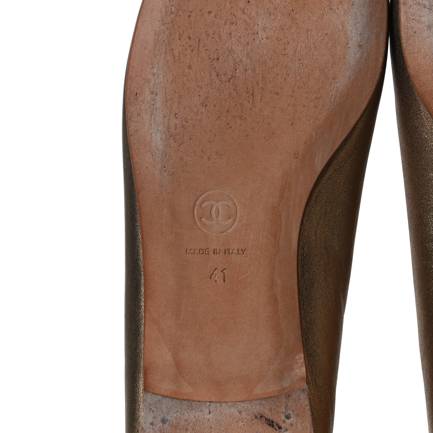 Chanel Metallic Lambskin CC Cap Toe Ballerina Flats 41 Bronze 8 of 14