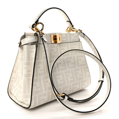 Fendi Glazed Fabric Nappa FF Disco Girls Inlay Mini Peekaboo Iconic Satchel Bianco Perla Multicolor 3 of 11