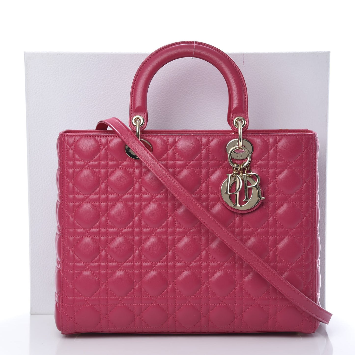 Lambskin Cannage Large Lady Dior Pink
