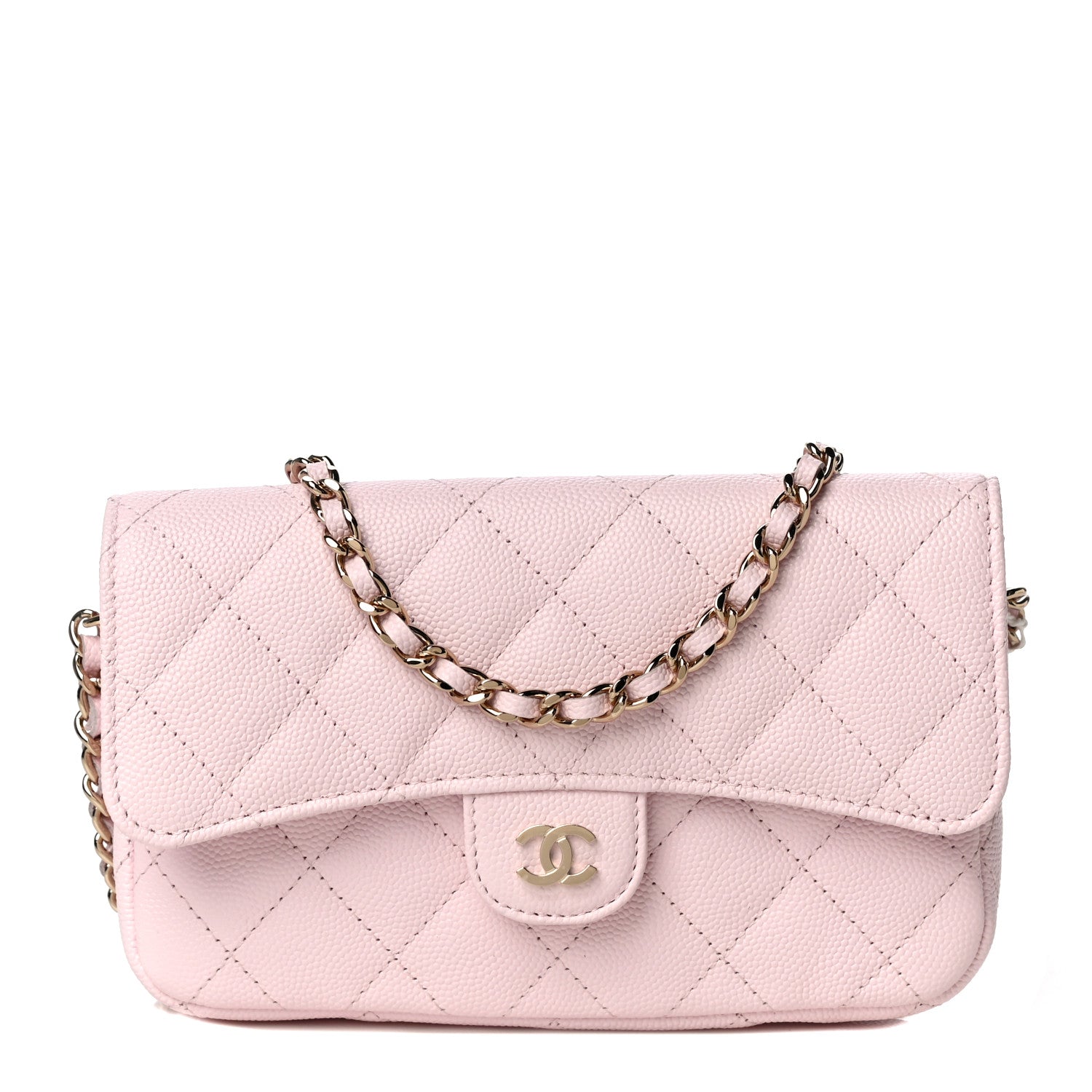 Chanel Caviar Quilted Flap Phone Holder With Chain Light Pink 1 of 11