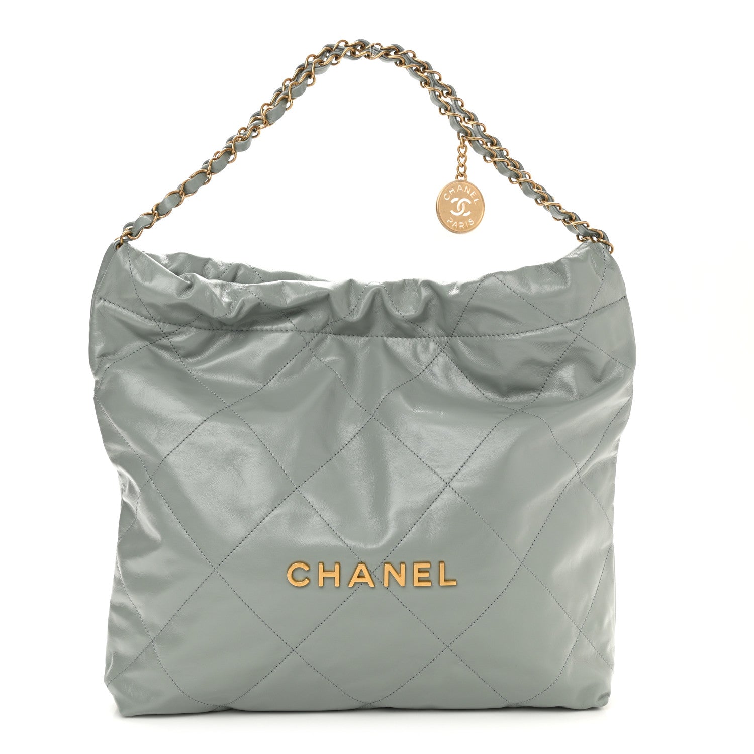 Chanel Shiny Calfskin Quilted Chanel 22 Light Blue 3 of 11