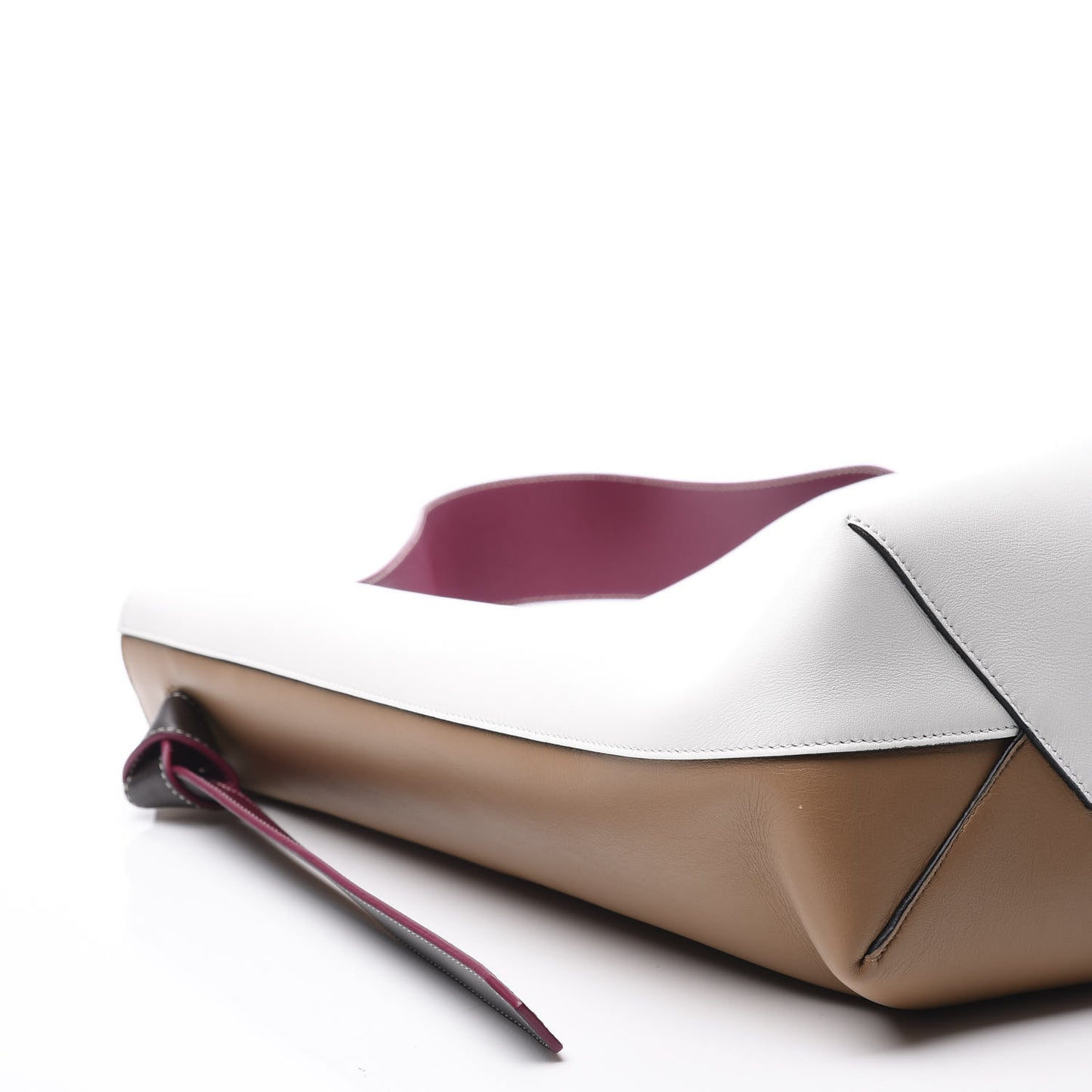 Shiny Smooth Calfskin Small Twisted Cabas White Camel Tan