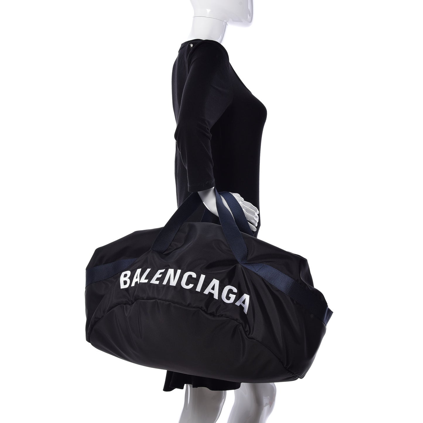 Textured Sport Nylon Logo Embroidered S Wheel Gym Bag Black Bleu Navy