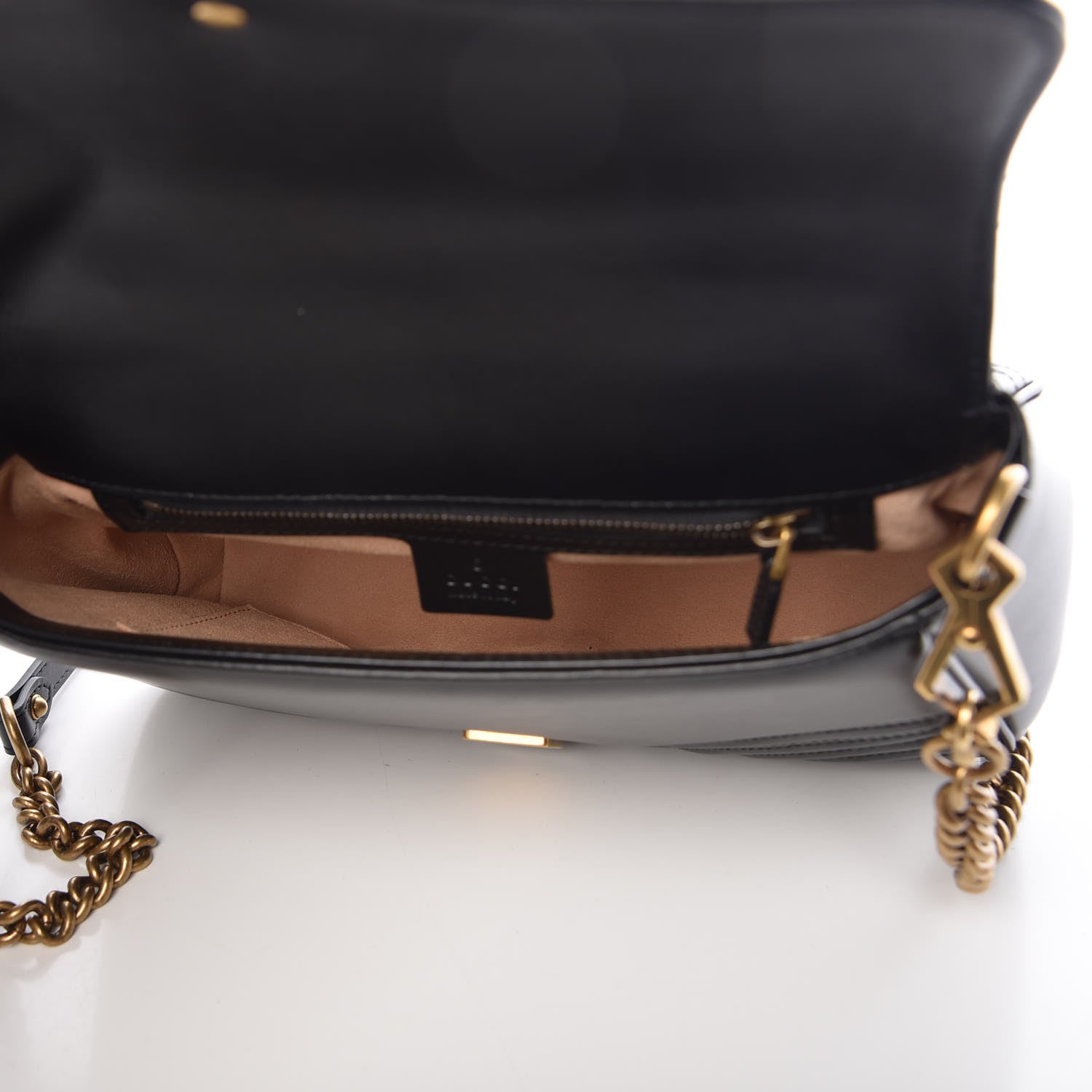 Gucci Calfskin Matelasse Small GG Marmont Top Handle Shoulder Bag Black 5 of 9