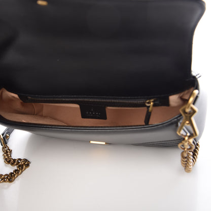 Gucci Calfskin Matelasse Small GG Marmont Top Handle Shoulder Bag Black 5 of 9