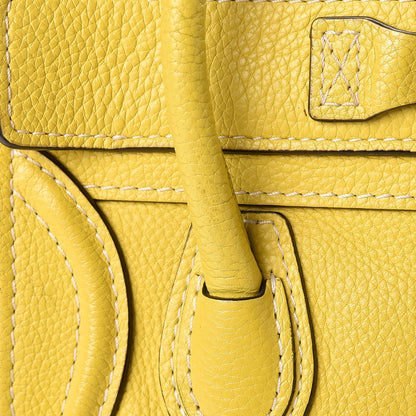 Celine Drummed Calfskin Nano Luggage Citron 14 of 16