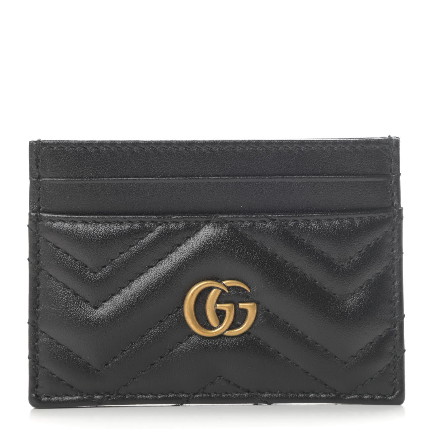 Gucci Calfskin Matelasse GG Marmont Card Holder Black 1 of 6