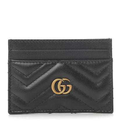 Gucci Calfskin Matelasse GG Marmont Card Holder Black 1 of 6