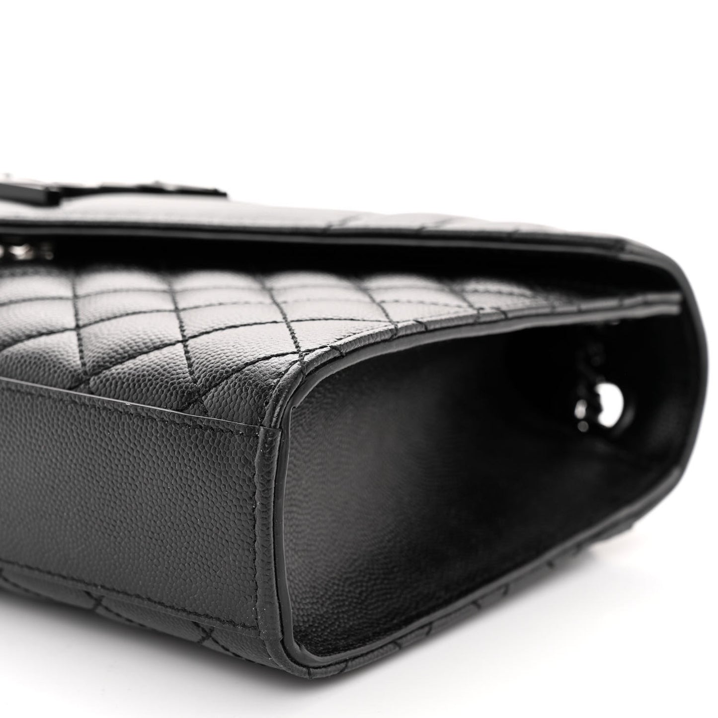 Grain De Poudre Textured Mixed Matelasse Triquilt Medium Monogram Monochrome Satchel Black