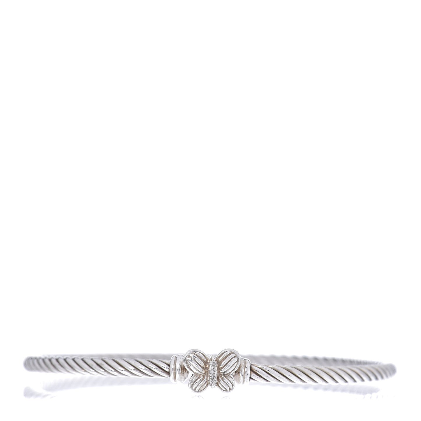 Sterling Silver Diamond 3mm Butterfly Cable Bracelet