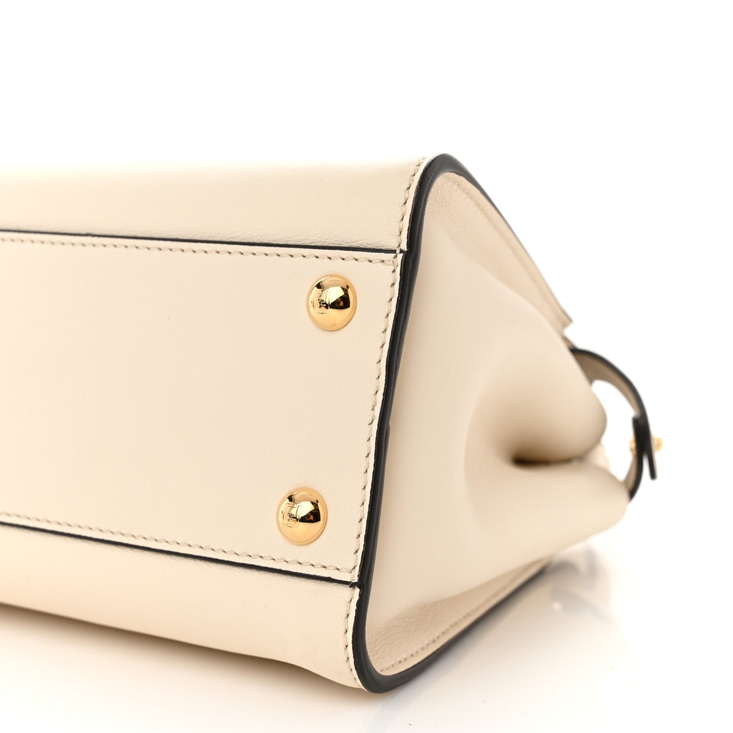 Vitello Seta Suede FF Mini Peekaboo Iconic Satchel Uovo Sigaro Marrone