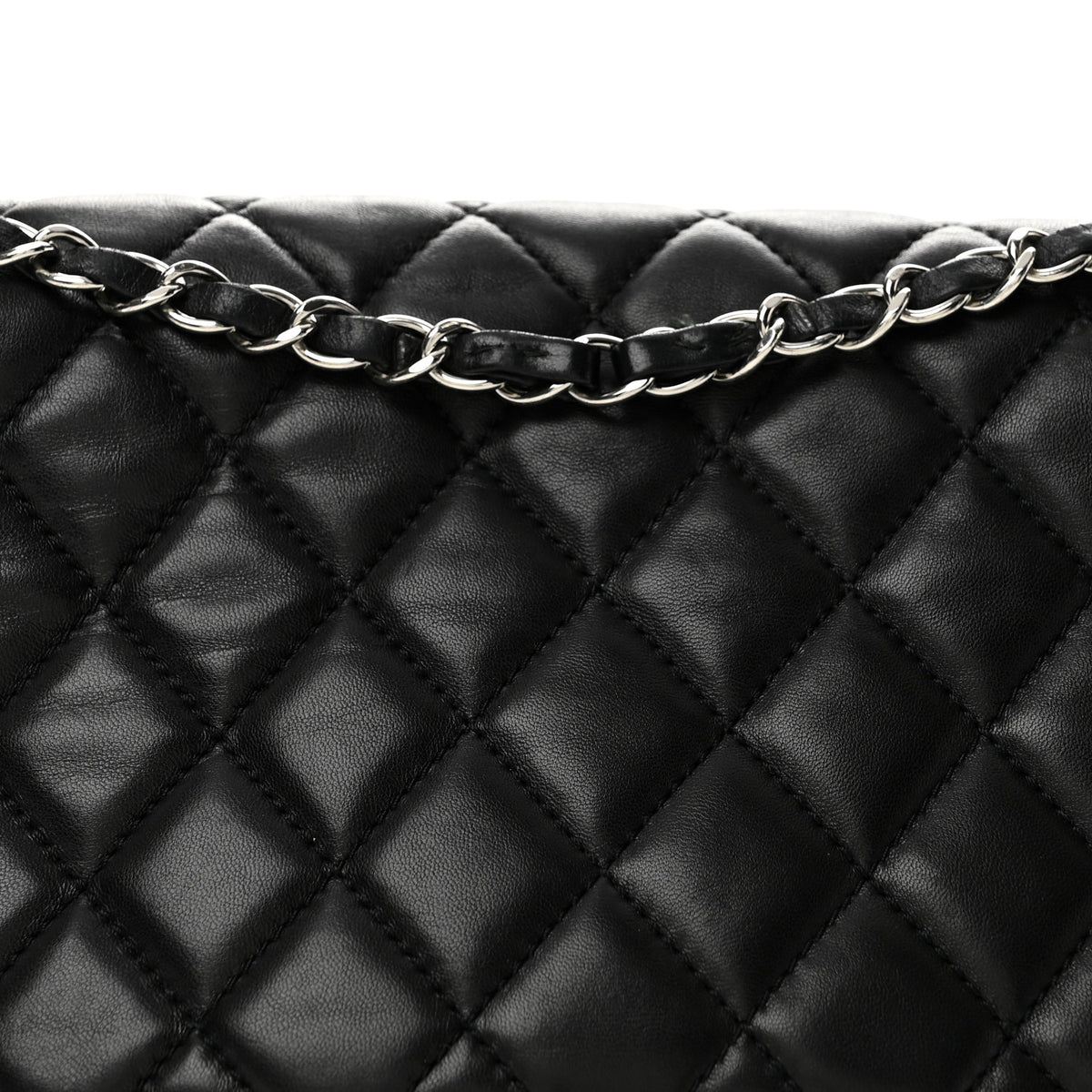 Lambskin Quilted Jumbo Coco Rain Flap Black